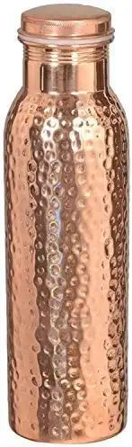 600 ML Copper Water Bottle Ayurvedic Water Copper Bottle - Leak-Proof Water Bottle Seal Cap, Joint Free Copper Bottle for Health Benefits18 Oz (Hammered)