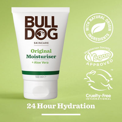 Bulldog Skincare for Men Original Moisturiser, All Day Hydration, with aloe vera, camelina oil and green tea, 100mL