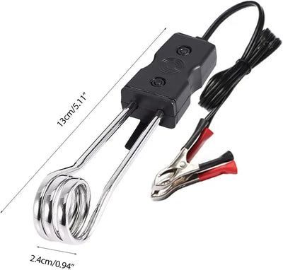 12V Portable Electric Car Immersion Heater - Perfect for Traveling, Camping and Picnic, Boils Water, Coffee or Tea on the go. Auto Cup Mug Water Heater Element Kettle for Tea, Coffee, Soup and Drinks.