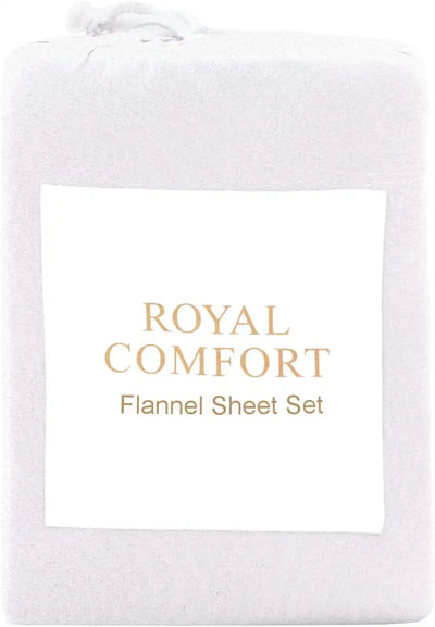 Royal Comfort Polar Fleece Flannel Bed Sheet Set, White, Queen