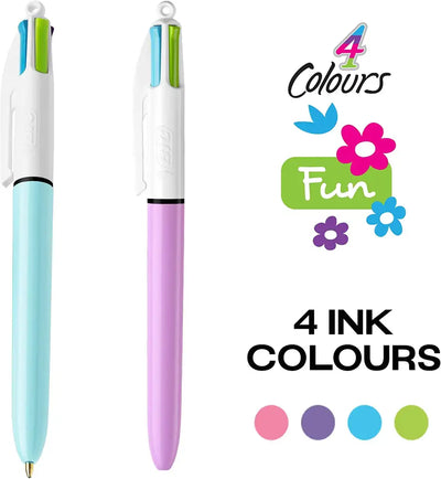 BIC 4 Colours Fun and Decors Ball Pens Medium Point (1.0 mm) - Fashion Ink and Barrels, Unicorn Design - Pack of 3,