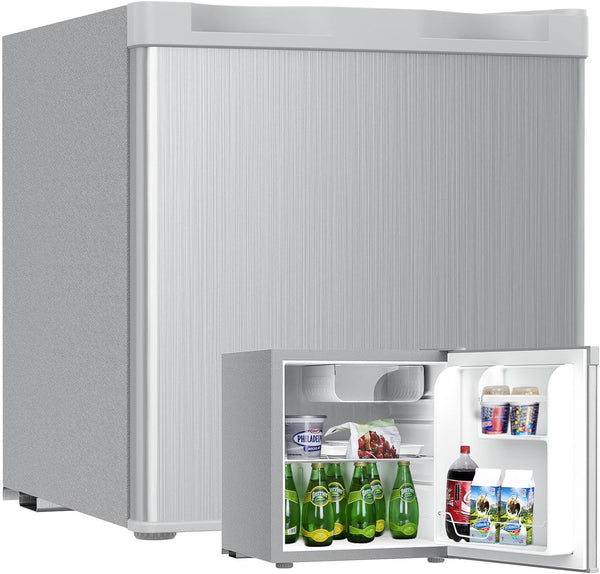 ADVWIN 48L Compact Refrigerator, Mini Bar Fridge, Portable Fridge with Freezer Adjustable Temperature, Bar Fridge with Removable Basket, for Cars, Road Trips, Home, Offices & Dorms | Silver