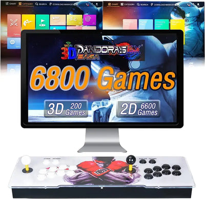 ARCADORA 8000 Games in 1, Pandora SAGA Arcade Game Console, 8-Buttons, WiFi Function to Add More Games, Support 3D Games, Search Games Favorite List, 4 Players Online Game,1280X720 Full HD Video Game