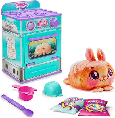 Cookeez Makery Oven. Mix & Make a Plush Best Friend! Place Your Dough in The Oven and Be Amazed When A Warm, Scented, Interactive, Plush Friend Comes Out! Which Surprise Bake Will You Make?