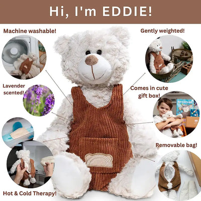“Eddie” Weighted Microwavable Stuffed Animal – Weighted Stuffed Animals for Kids- 14 in Lavender Stuffed Animal Heating Pad - Heatable Stuffed Animals.