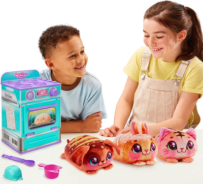 Cookeez Makery Oven. Mix & Make a Plush Best Friend! Place Your Dough in The Oven and Be Amazed When A Warm, Scented, Interactive, Plush Friend Comes Out! Which Surprise Bake Will You Make?