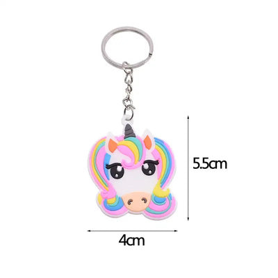 5/10pcs Trendy PVC Unicorn Key Chain Rainbow PVC Keychain for Kids Favor Gifts Decoration DIY Cute Animal Unicorn Alloy Key Ring
