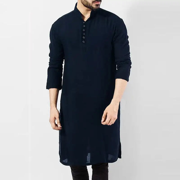 Islamic Clothing for Muslim Fashion Man Long Robes Solid Long Sleeve Arabic Arab Simple Casual Mens Shirt Jubba Thobe