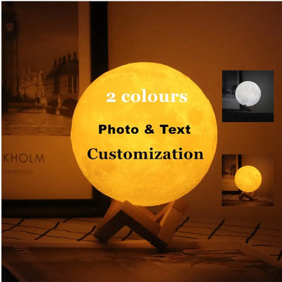 Customized Personality 3D Printing Moon Novelty Light Lunar USB Charging Night Lamp Touch/Remote 2/16 Colors Moonlight