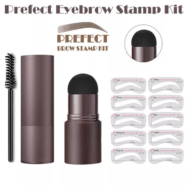 One Step Eyebrow Stamp Shaping Kit Professional Eye Brow Gel Stamp Makeup Kit with 10 Reusable Eyebrow Stencils Eyebrow Brushes