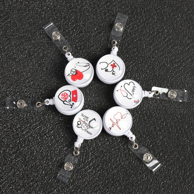 High Quality Unisex New Design Retractable Nurse Badge Reel Clip Fashion Starry Sky Marble Pattern IC Name Card BadgeHolder