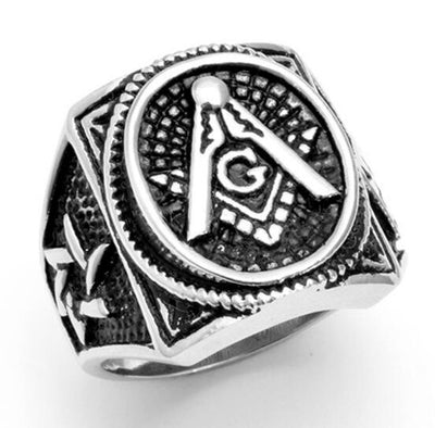 Men's Stainless Steel Freemason Masonic Rings Free Mason Signet Ring Party Ring Fashion Jewelry Accessory Gift 10pcs/lot