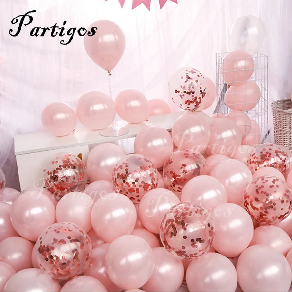20pcs Pink Rose Gold Confetti Latex Balloons 10inch Chrome Metallic Helium Globos Valentines day Wedding Birthday Party Decor