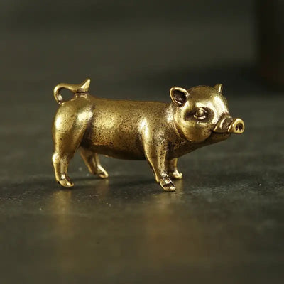 Retro Brass Handmade Pig Miniatures Figurines Desk Ornament Metal Copper Animal Model Toy Tea Pets Decoration Crafts Accessories