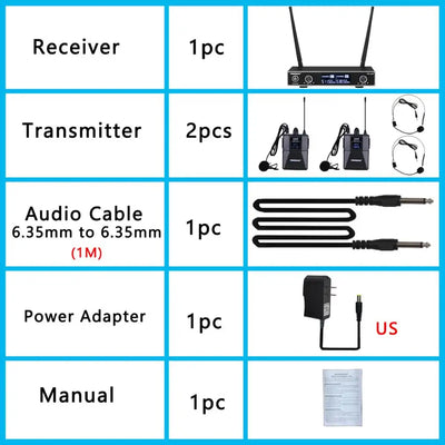 FREEBOSS 2 Bodypack Wireless Transmitter Microphone Dual Way UHF Fixed Frequency Lavalier Headset Speech Mic System FB-U35H2