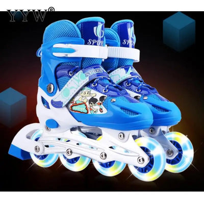 Roller Skates Adjustable Roller Inline Skates Shoes 4 Wheels Flashing Quad Skating Shoes Sneakers For Children Girls Outdoor Gym