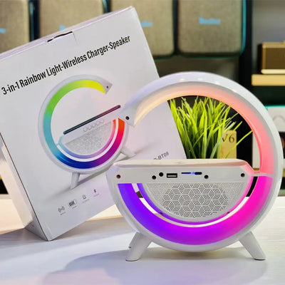 Wireless Charger Multifunctional RGB Night Light Bluetooth Speaker App Control Fast Charging Station For Iphone 12 13 14 Samsung
