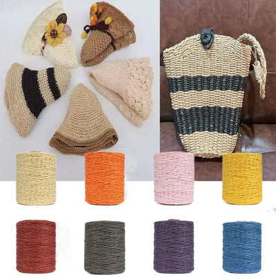 Craft Knitting Material Bag Accessories DIY Colorful Threads Hand Knit Crochet Hat Knit Natural Raffia Straw Yarn