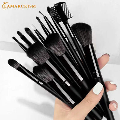 13 Pcs Black Makeup Brushes Set  Super Soft Blush Brush Eyeshadow Foundation Concealer Eyelashes Beauty Makeup Brush Cosmetic