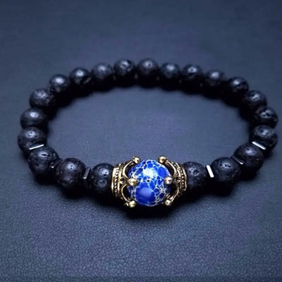 Luxury Crown Natural Tiger Eye Stone Bead Bracelets  Men&#39;s Antique Charm Bracelet Jewelry Gift