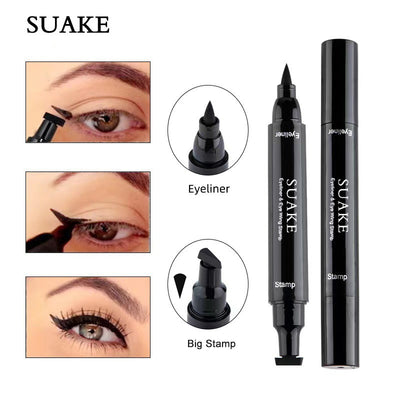 2 In1 Stamp Liquid Eyeliner Pencil Water Proof Fast Dry Double-ended Black Seal Eye Liner Pen Make Up for Women Cosmetics