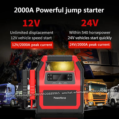 Rig Truck 46800mAh Booster Jump Starter For 12V Car 24V Truck Diesel Gas Double Can Start Van/Bus/Tank/Pickup/Tanker/Excavator