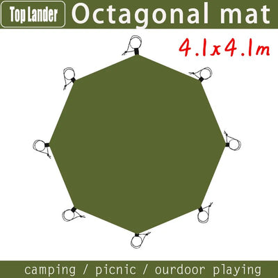 4.1x4.1m Large Camping Mat Hexagon Octagon Waterproof Ground Sheet Footprint Picnic Mat Big Tarp Awning Shade Beach Travel Mat