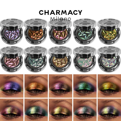 CHARMACY Duochrome Long-lasting Eyeshadow Palette High Quality Pigment Shadows with Glitter Makeup Cosmetic for Eye Women