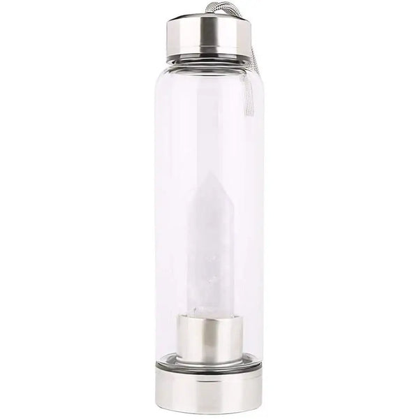 Crystal Water Bottle Gem Water Bottle Crystal Glass Water Energy Bottle Wellness Gem Water Bottle With Removable Natural Center