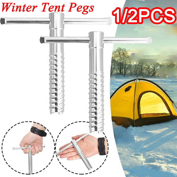 1/2PCS Outdoor Metal Winter Tent Pegs Durable Ice Fishing Drill Screw Fixed Winter Fishing Accessories Screws Pegs Rustproof