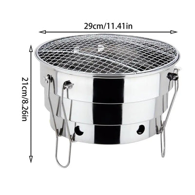 Portable Outdoor BBQ Grill Folding Split Stainless Steel Fire Pit Cooking Supplies Indoor Camping Picnic Charcoal Grill Burner