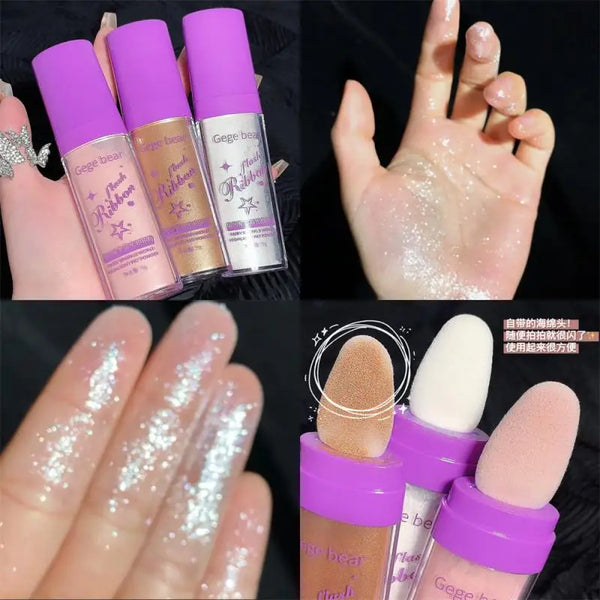 3colors Highlighter Glitter Fairy Powder Contour Shading Powder Shimmer Highlighter Stick Illuminator Makeup for Face Body