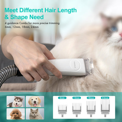 Neabot P1 Pro Dog Grooming Kit Vacuum Suction 99% Pet Hair Professional Grooming Clippers with 5 Proven Cat Pet Grooming Tools