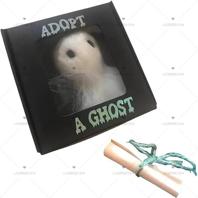 New Adopt A Ghost  Super Cute Little Pocket Ghost With A Tiny Scroll, Mini Plush Stuffed Ghost Doll For Halloween Decors Toy