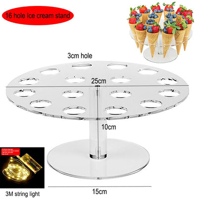 3 Tier Clear Square Cupcake Stand Premium Acrylic Cake Tower Display Holder With LED Light String For Wedding Birthday Party