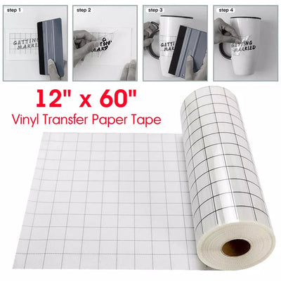 Vinyl Transfer Paper Tape Roll with Alignment Grid Application Tape for Silhouette Cameo Cricut Adhesive Vinyl for Decals Signs