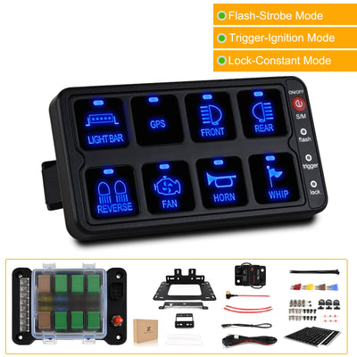 8 gangs Touch Control Waterproof Switch Panel Universal Power System LED Slim Electronic Relay System for SUV CAMPER RV MARINE
