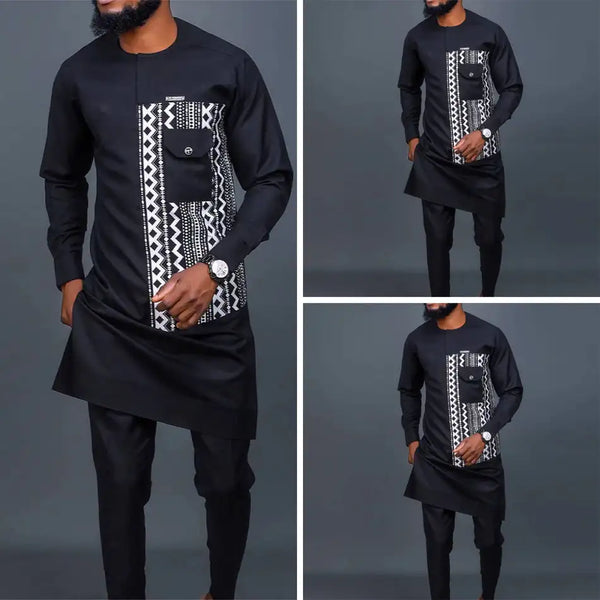 African Men Dashiki Long Sleeve 2 Piece Set Traditional Africa Clothing Striped Men's Suit Male Shirt Pants Suits (M-4XL) 4.6 73 Reviews 309 Sold
