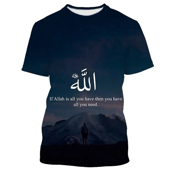 Jumeast 3D Islam God Allah Printed Men T-shirts Harajuku Fashion T Shirt Streetwear 2000s Aesthetic Y2K Youth Clothes T-shirty