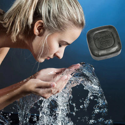 Mineraali 1PC Natural Shungite Soap Stones Face Care Cleaning Healing Energy Crystal Black Quartz Anti-radaitaion Spiritual Gems
