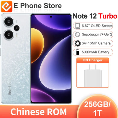 Xiaomi Redmi Note 12 Turbo 256GB/1T Snapdragon 7+ Gen 2 6.67” OLED Screen 64MP+16MP Camera 5000mAh Battery 67W Fast Charging