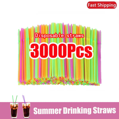 30-3000Pcs Colorful &Black Drinking Rietjes Straws Party Kunststof plastique Beverage Straw WholesaleMilk Tea Kitchen Accessory