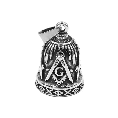Mens Free Mason Stainless Steel Freemason Bell Masonic Accessories Pendant For Necklace Feemasonry Jewelry(Have Bell Sound)