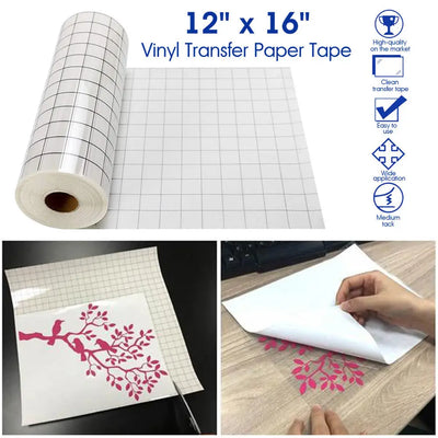 Vinyl Transfer Paper Tape Roll with Alignment Grid Application Tape for Silhouette Cameo Cricut Adhesive Vinyl for Decals Signs