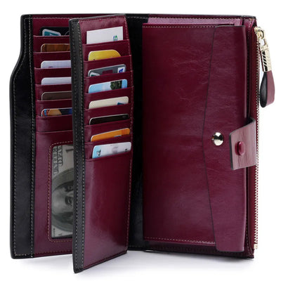 Fashion Long Women Leather Wallet Womens Wallets ForCell Phone Genuine Leather Purse Female Coin Purse Carteira Feminina