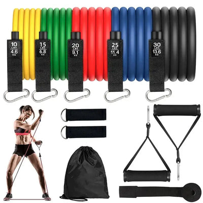 Latex Resistance Bands Set Exercise Yoga Tube Pull Rope Fitness Sport Rubber Elastic Bands Muscle Strength Training 11pcs/Set