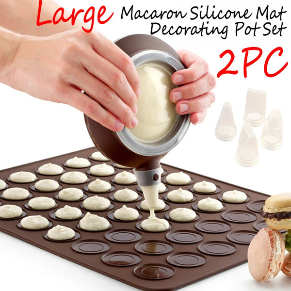 Macaroon Kit Macaron Silicone Mat Non-Stick Baking Mold Set 48 Capacity Macaron Pot Cake Decorating Supplies