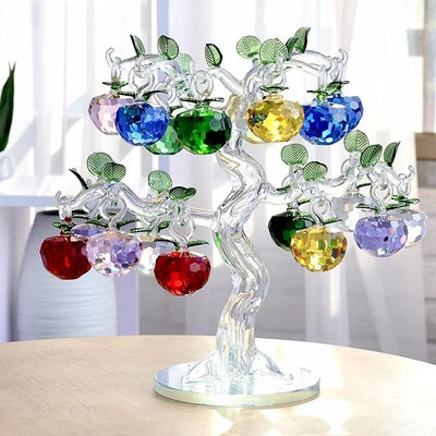 Crystal Apple Tree with 12/8/6# Apples Fengshui Crafts Home Decor Figurines Christmas New Year Gifts Souvenirs Decor Ornaments