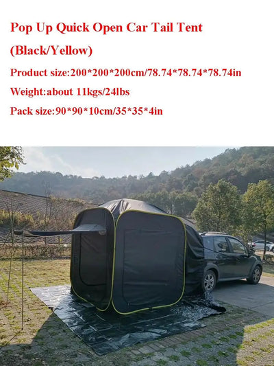 Car Rear Extended Tent Automatic Pop Up 4-6 Person Self Driving Outdoor Camping Shelter SUV Beach Canopy Fishing Awning Pergola