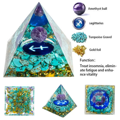 Natural Crystal Energy Generator Pyramid Peridot Amethyst Reiki Healing Crystal Chakra Resin Pyramid Meditation Tool Room Decor